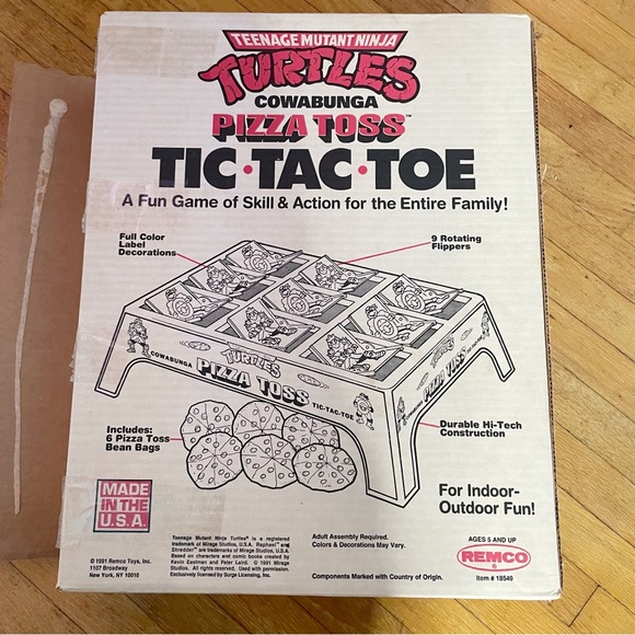 TMNT Cowabunga Pizza Toss Tic Tac Toe 1991 Ramco Very Rare Complete Original Box - Picture 13 of 16